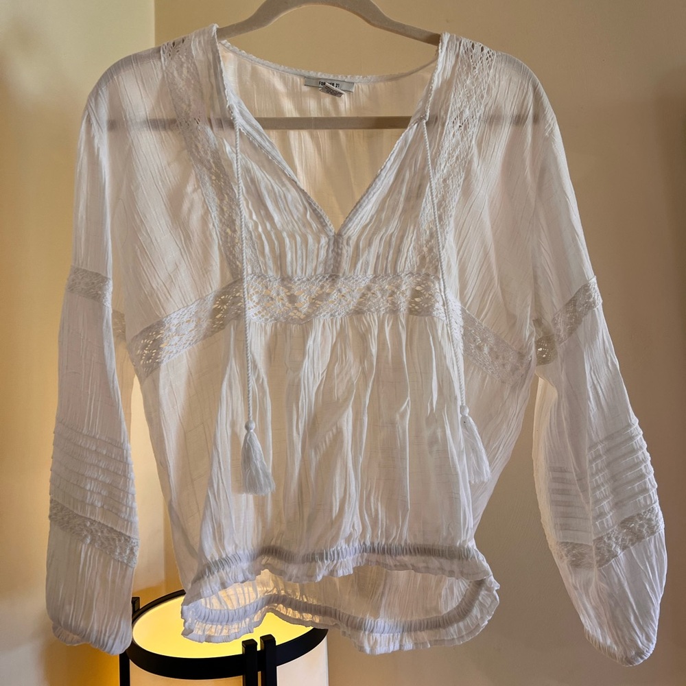 Forever 21 White Tie Top